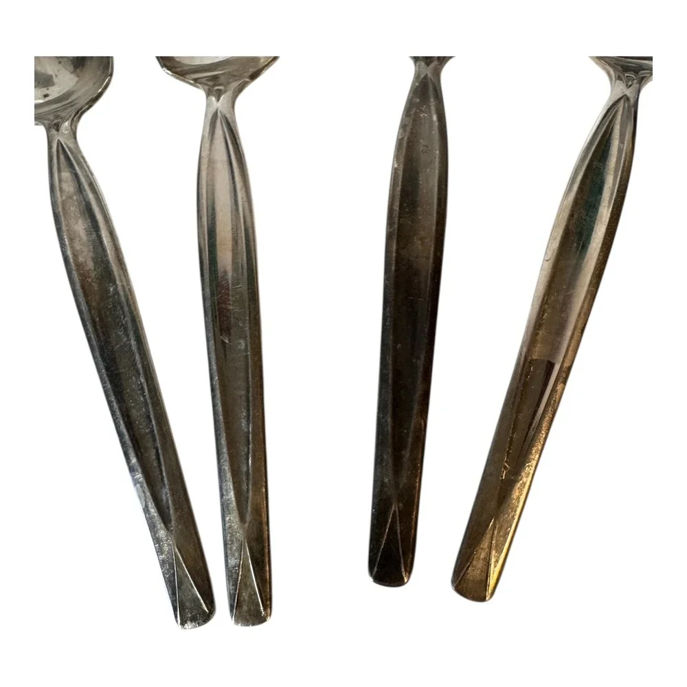 Wm Rogers‎ Mfg Co Flair Silverplate Grapefruit Spoons Serrated Set 4 Vintage MCM